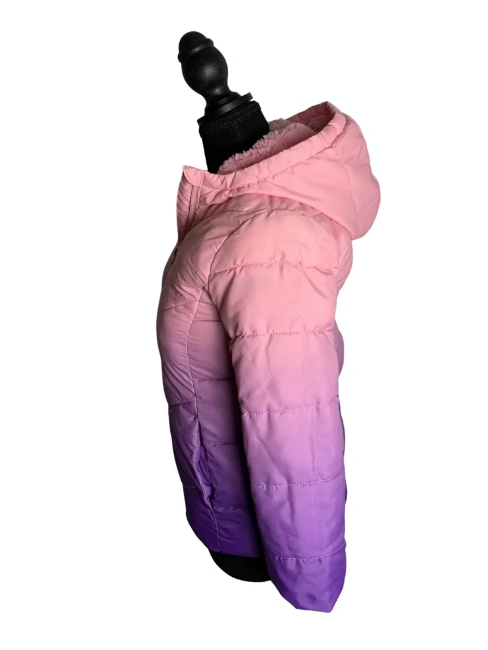 Swiss Tech Pink-to-Purple Ombre Hooded Puffer Jacket Girl's M Fall Winter